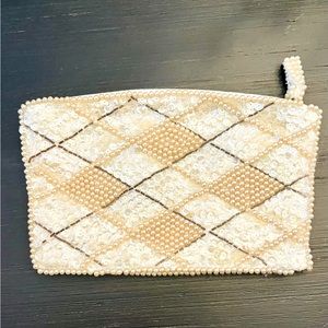 Vintage Pearl & Sequin Beaded Clutch Purse